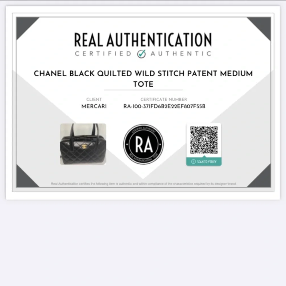 AUTHENTIC CHANEL WILD STITCH PATENT MEDIUM TOTE - Picture 6 of 10